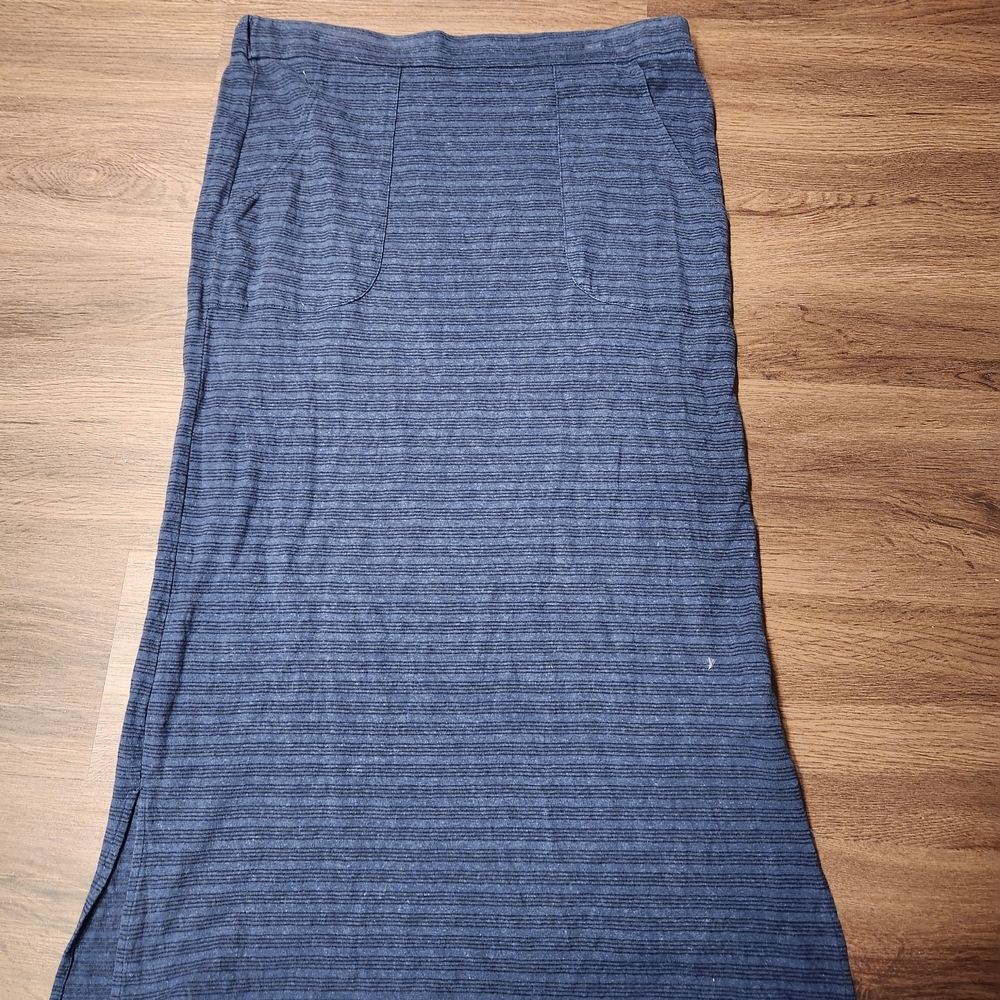 Prana Navy Striped Maxi Skirt